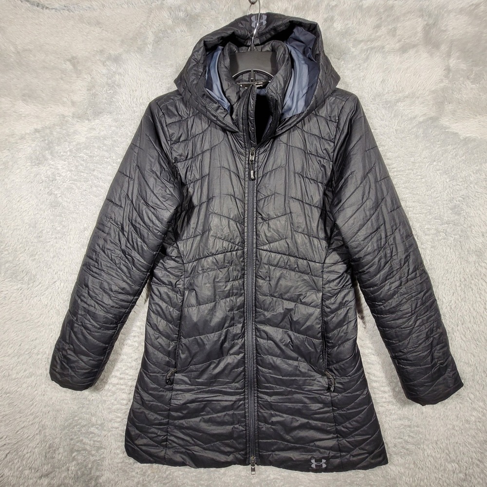 Under Armour Storm‎ Coldgear Fitted Puffer Coat Jacket Womens XS Black Midi
